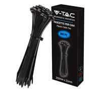V-TAC Fascette per Cavi in Plastica misura 2.5 mm x 200 mm - Confezione 100 Pezzi - Fascette per Cablaggio Multiuso - Stringicavo Portacavi Fermacavi per Elettricista, Meccanico, Giardinaggio - Nere