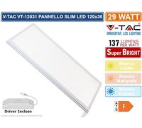 V-TAC Pannello LED 29W 120LM/W 1200*300mm 4000K Driver Incluso