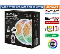 V-TAC KIT CON STRISCIA LED 5050 12V MULTICOLORE RGB 10MT CONTROLLER E ALIME