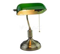 Lampada da Tavolo Stile Vintage V-TAC E27 IP20 Base Metallo Paralume Vetro Verde