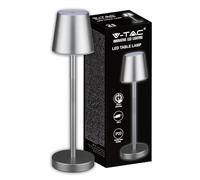V-TAC Lampada da Tavolo senza Fili LED Dimmerabile con Comandi Touch - Lampada Grigia Wireless 3W per Uso Interno ed Esterno IP54 da Casa o Ristorante - Batteria 4400 mAh - Luce 3000K Bianca Calda