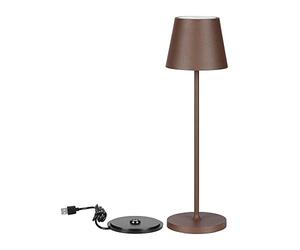 V-TAC Lampada da Tavolo senza Fili LED Dimmerabile con Comandi Touch - Lampada Marrone Wireless per Uso Interno ed Esterno IP54 da Casa o Ristorante - Batteria 4400 mAh - Luce 3000K Bianca Calda - 2W