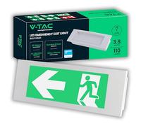 V-TAC Lampada LED d'Emergenza 3,8W - Plafoniera LED da Incasso per Sicurezza ed Emergenza con Batteria 25000 mAh - Montaggio Semplice a Parete - IP20 - Anti Blackout - Luce Fredda 6000K