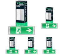 V-TAC Lampada LED Uscita di Emergenza 3W per Soffitto e Parete - Luce LED Uscita di Emergenza con Batteria - Autonomia 3 Ore - IP65 - Luce Via di Fuga - Exit - 4 Segnalazioni Incluse - 4000K