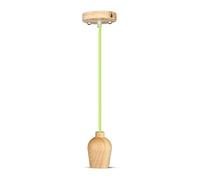 V-TAC Lampadario LED in Legno con Portalampada E27 (Max 60W) con Cavo Verde