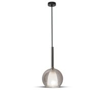 V-TAC Lampadario LED in Vetro con Portalampada Doppio E27 (Max 60W) Colore Bianco e Grigio d: 180mm