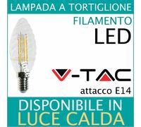 V-TAC LAMPADINA LED 4W E14 FILAMENTO TORTIGLIONE CANDELA luce CALDA