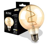 V-TAC Lampadina LED Filamento Ambrata G95 con Attacco E27-4W (Equivalenti a 30W) - 350 Lumen - Lampadine Vintage Retrò - Massima Efficienza e Risparmio Energetico - 2200K Bianca Calda