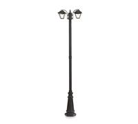 V-TAC Lampione LED con Doppio Portalampada a Lanterna 2*E27 Colore Nero Opaco h: 228cm IP44
