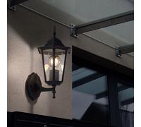 V-TAC Laterne Wandleuchte Außen Wandlampe IP44 Antik Schwarz 230V E27 Alu Glas