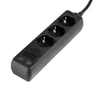 Multipresa Ciabatta Elettrica Con 2 USB e 3 Posti Schuko 10A Cavo Lunga 1.5 Met