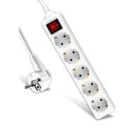 V-TAC Multipresa a 5 prese con interruttore e cavo 1,5 m - [Super Solido] - Blocco multipresa con 5 prese 16 A Shuko per casa, ufficio, negozio, garage - 250 V - Elettrico - compatto e pratico