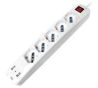 V-TAC 8715 MULTIPRESA 5 POSTI E 2 PRESE USB COLORE BIANCO INTERRUTTORE LUMINOSO