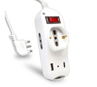 V-TAC Multipresa Type-C 1,5 m – USB-C PD 20W, USB-A, 3 prese 10/16A (bipasso/Schuko) Spina 16A