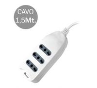 V-TAC Multipresa con Cavo 15m 3 Prese 10/16A 2P+T Bipasso con Attacco a Parete con Spina 16A 2P+T Colore Bianco