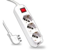 V-TAC Multipresa 3 Prese 10/16A Bipasso + Shuko Cavo 1,5mt Interruttore Luminoso Spina 16A Bianca
