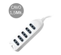 V-TAC Multipresa Bipasso MULTIVT-LED8708 5 prese 1,5 m 10/16A Spina 16A Bianca