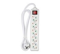 V-TAC Multipresa con Cavo 15m 5 Prese 10A 2P + Schuko e Interruttore Luminoso Spina Schuko Colore Bianco