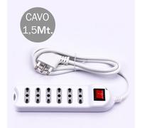 V-TAC Multipresa Bipasso MULTIVV-LED8742 – 6 posti, cavo 1,5 m, interruttore luminoso, spina 16A