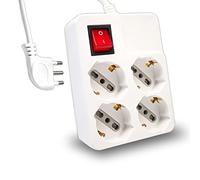 V-TAC Multipresa Elettrica 4 Posti con Interruttore e Cavo 1,5mt - 4 Prese Frontali 10/16A Bipasso Schuko - Ciabatta Presa Elettrica per Casa, Ufficio, Negozio - Spina 16A, Bianco