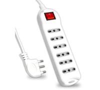 V-TAC Multipresa Elettrica 6 Posti con Interruttore e Cavo da 1,5 Metri - 6 Prese 10/16A Bipasso 2P+T - Con Spina 16A - Presa Elettrica per Casa, Ufficio, Negozio - Ciabatta - Colore Bianco