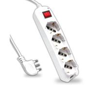 V-TAC Multipresa Elettrica con Interruttore e Cavo da 1,5 Metri - 4 Prese 10/16A Bipasso + Schuko - Spina 16A - Ciabatta Presa Elettrica per Casa, Ufficio, Negozio - Colore Bianco