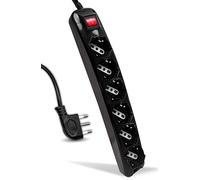 V-TAC Multipresa Elettrica Nera 6 Prese con Interruttore e Cavo da 1,5 Metri - 5 Prese 10/16A Bipasso + Schuko - Spina 16A - Ciabatta Multipresa - Presa Elettrica per Casa, Ufficio - Colore Nero