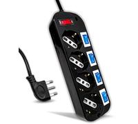 V-TAC Multipresa Elettrica Nera con Interruttori Indipendenti - 4 Prese 10/16A Bipasso + Schuko - Spina 16A - Ciabatta Multipresa - Presa Elettrica per Casa, Ufficio, Negozio - Colore Nero