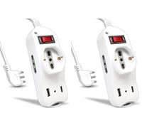 V-TAC Multipresa Elettrica USB C Power Delivery 20W + Porta USB A + 2 Prese Laterali 10/16A Bipasso e 1 Frontale 10/16A Bipasso Schuko - Ciabatta Type-C - Presa per Casa, Ufficio - Spina 16A