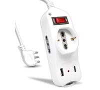 V-TAC Multipresa Elettrica USB C Power Delivery 20W + Porta USB A + 2 Prese Laterali 10/16A Bipasso e 1 Frontale 10/16A Bipasso Schuko - Ciabatta Type-C - Presa per Casa, Ufficio - Spina 16A