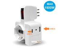 V-TAC Multipresa Elettrica USB C Power Delivery 20W + Porta USB A + 1 Presa Laterale 10/16A Bipasso e 1 Frontale 10/16A Bipasso Schuko - Adatatore Multipresa Type-C per Casa, Ufficio