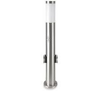 V-TAC Piantana LED da Giardino 60cm con Portalampada E27 e 2 Prese Schuko e Sensore di Movimento (max 60W) in Acciaio Inossidabile IP44