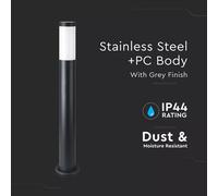 V-TAC Piantana LED da Giardino 80cm con Portalampada E27 (max 60W) in Acciaio Inossidabile Nero IP44