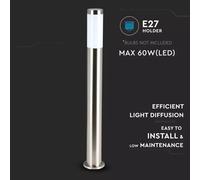 PORTALAMPADA DA TERRA 1 X E27 ACCIAIO INOX IP44 80 CM VT-838S-LED8625 V-TAC