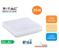 V-TAC PLAFONIERA LED 25W FORMA QUADRATA COLORE BIANCO IP44 VT-8066SQ