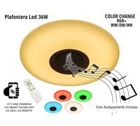 V-TAC Plafoniera Led RGB CCT 36W Con Altoparlante Speaker Telecomando e