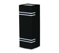 V-TAC Portafaretto LED Doppio da Muro 2*GU10 e GU5.3 (MR16) Quadrato in Alluminio Colore Nero IP44