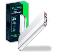 POWER BANK 10000MAH RICARICA RAPIDA BIANCO VT-10000 -LED7832 V-TAC