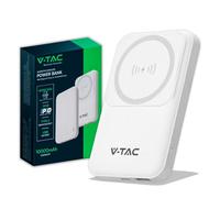 V-TAC Power Bank Magnetico compatibile con MagSafe - 10000 mAh - Ricarica Rapida PD 20W - Batteria esterna per Apple iPhone 12/13/ 14/15 / Mini/Pro/Max - Bianco