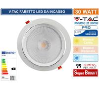 Faretto incasso orientabile 30W Led COB 4000K Chip Samsung V-TAC PRO VT-2-30-N [EEK: Non applicabile]