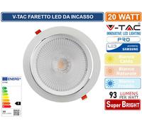 FARETTO INCASSO 20W CALDO BASCULANTE SAMSUNG VT-2-20-LED21842 V-TAC