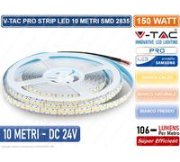 V-TAC PRO STRISCIA LED CHIP SAMSUNG 10 METRI 24V 2400 SMD 2835 16000 LUMEN IP20