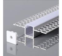 V-TAC Profilo in Alluminio Colore Silver per Strip LED a Incasso (Max l: 124mm) Copertura Satinata 2000x55x15mm