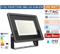 Lampada led faro 200w proiettore smd 88lm/w corpo nero 6500k (6734)