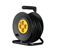 V-TAC Prolunga Avvolgicavo con 4 prese 10A 2P + Schuko con Protezione Termica Colore Nero e Spina Schuko l: 25mt