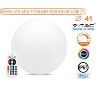 V-TAC SFERA LUMINOSA 41CM MULTICOLOR LED RGB 3W RICARICABILE TELECOMDO IR IP67
