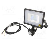 V-TAC VT-20-S-W, Faro LED Chip Samsung 20W con Sensore di Movimento e Crepuscolare e Interruttore Manuale di Bloccaggio Colore Nero 6400K IP65