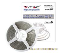 V-TAC Striscia Led da Esterno IP65 Impermeabile 10W - 5 Metri di Lunghezza - SMD 5050 Alta Luminosità - Luce Bianca Naturale 4000k - Strisce Led - Strip Adesiva e Copertura in Silicone - 24 Volt