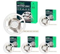 V-TAC Striscia Led da Interno SMD 3528 8W - 5 Metri - Strisce LED Adesiva per Casa, Cucina, Camera, Ambienti Interni - Nastro LED Luminoso 800 Lumen - Alimentata 12V - Luce Bianco Freddo 6500K