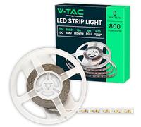 V-TAC Striscia Led da Interno SMD 3528 8W - 5 Metri - Strisce LED Adesiva per Casa, Cucina, Camera, Ambienti Interni - Nastro LED Luminoso 800 Lumen - Alimentata 12V - Luce Bianco Freddo 6500K